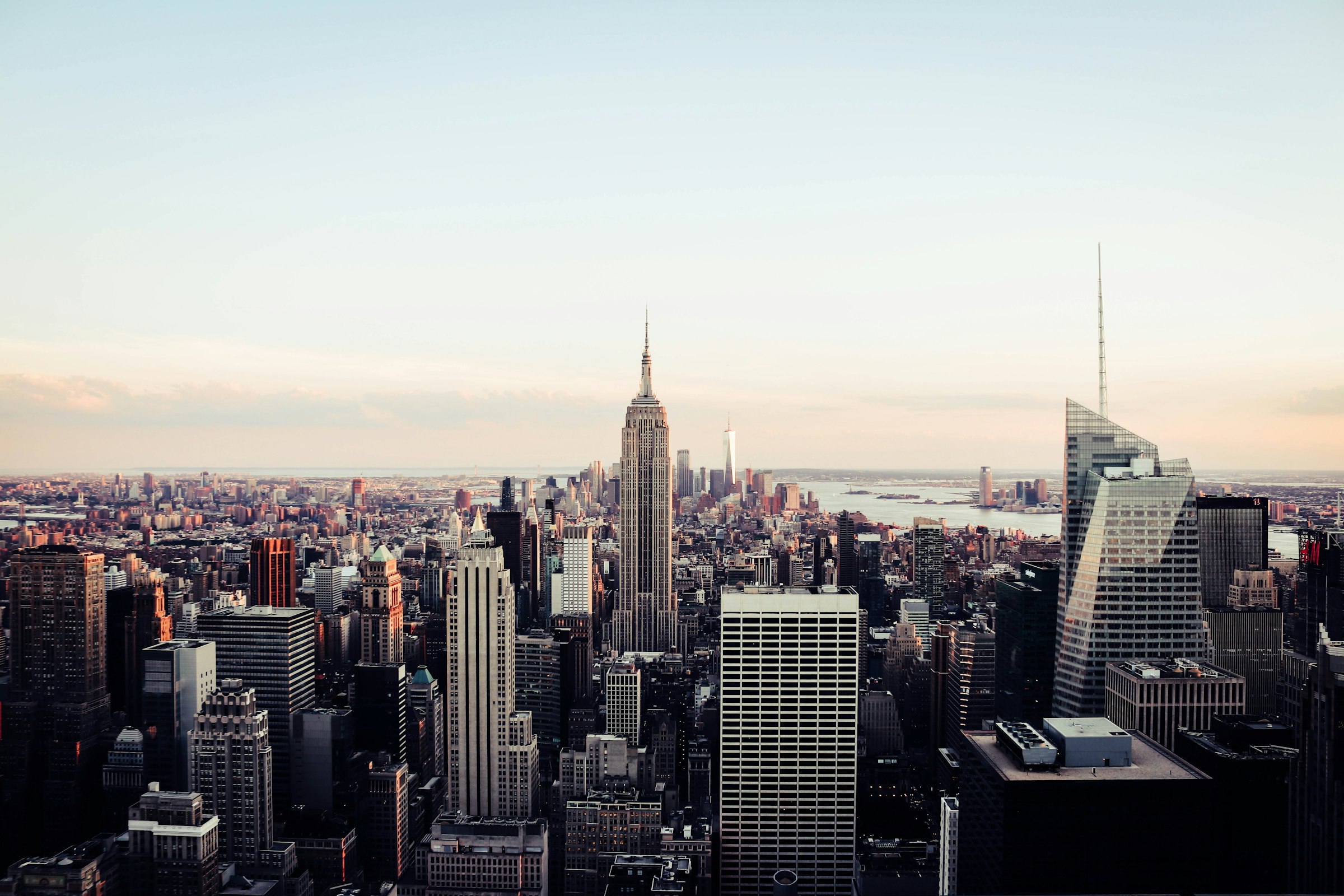 Manhattan skyline at dusk